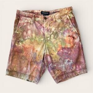 Custom Tie Dye Men's Chino Shorts Size 30 Earthy Pink Purple Ice Dye Festival